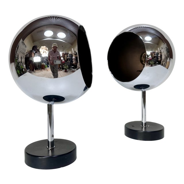 Chrome-Plated Eyeball Spotlights from Staff Leuchten, Germany, 1970s, Set of 2 For Sale