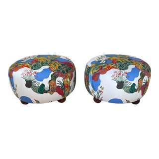 1990s Ottomans, Stools in Josef Frank Anakreon Fabric by Svenskt Tenn- a Pair For Sale