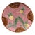 French Pink Majolica Parakeets Plate Salins, Circa 1890 For Sale