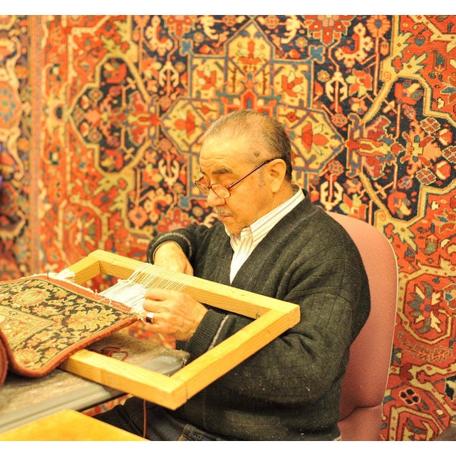 Textile Collector's Piece Tribal Masterpiece Antique Persian Serapi Heriz Dream Rug 9.6 x 12.7 For Sale - Image 7 of 8