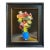 Still Life Oil Painting of Flowers in a Blue Vase by Satori Gregorakis. Framed. For Sale