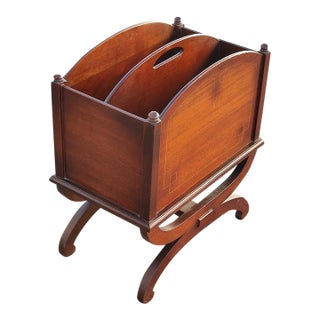 Mid 20th Century Vintage Ferguson Bros Wood Magazine Rack Book Newspaper Holder Stand For Sale