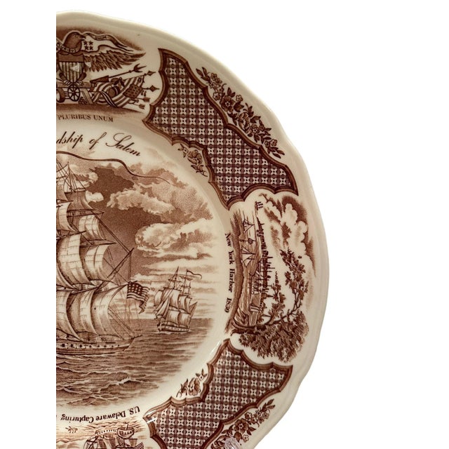 Vintage Alfred Meakin Staffordshire Fair Winds The Friendship of Salem Brown Dinner Plates - Set of 10 For Sale In New York - Image 6 of 11