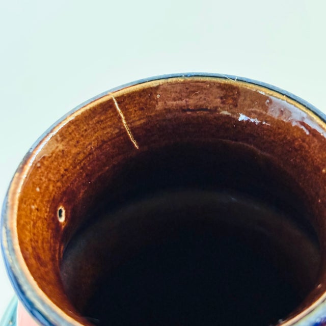 Mid Century West German Pottery Vase by Bay Keramik - Red and Blue For Sale - Image 9 of 10