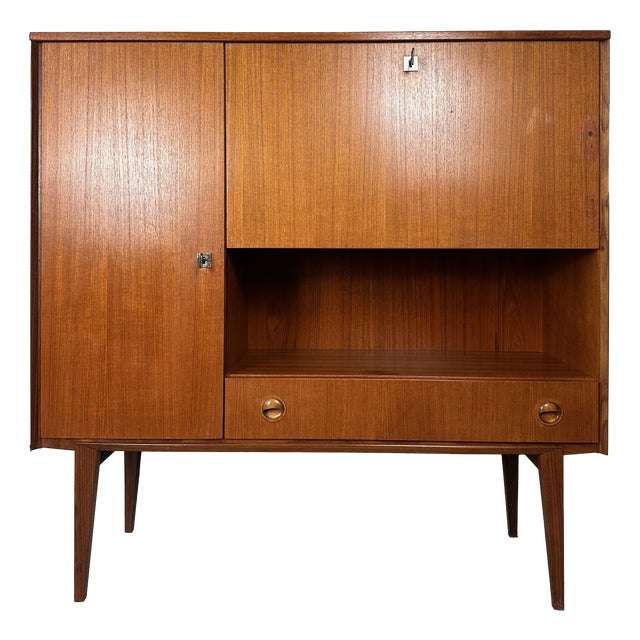 Vintage Highboard in Teak and Bakelite, 1950s For Sale