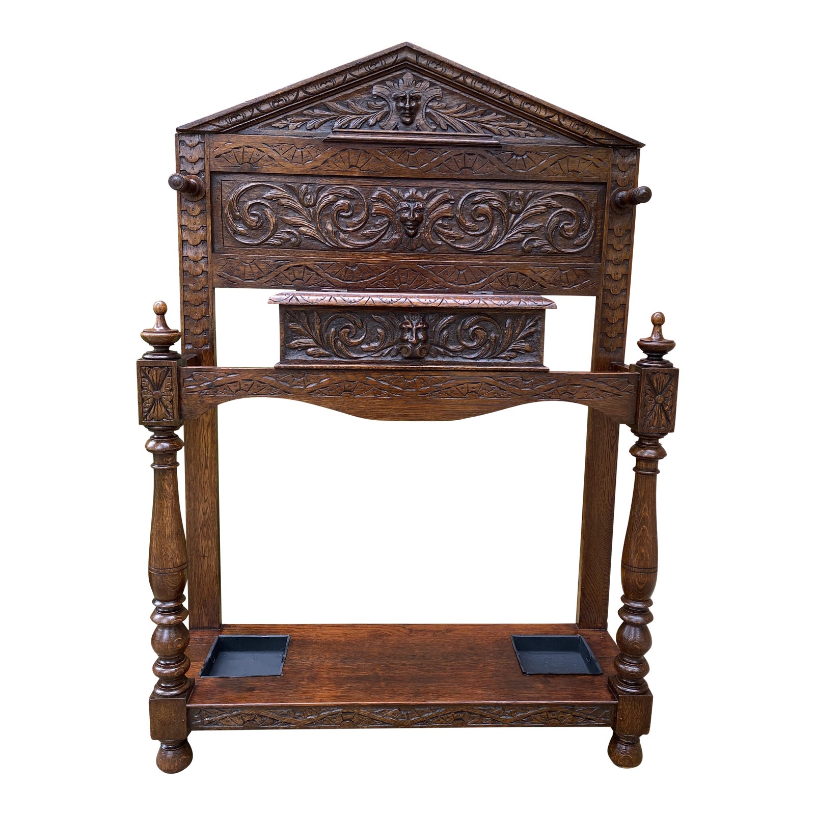 Late 19th Century Antique English Oak Umbrella Stand Hall Tree Stick Stand Chairish