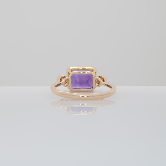 Metal 2.1Ct Zambian Amethyst Ring With Natural Diamonds Accents: Solid 14k Gold, Size 6.75 For Sale - Image 7 of 7