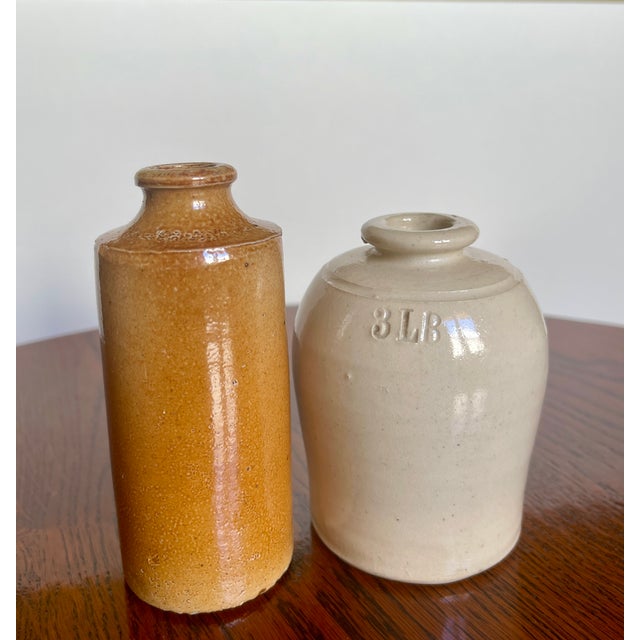 Pair of Victorian Cream-Glazed Stoneware Jars With Capacity Marks For Sale - Image 10 of 12