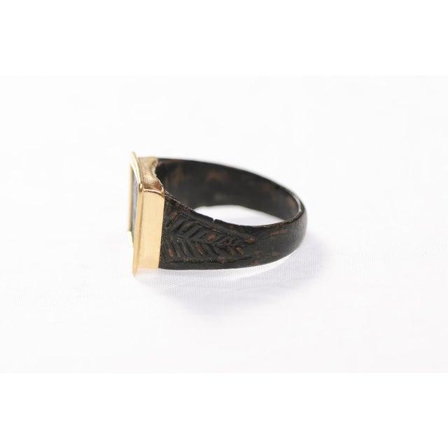Byzantine Bronze Ring W 21k Square Accent, Size 8 For Sale - Image 12 of 12