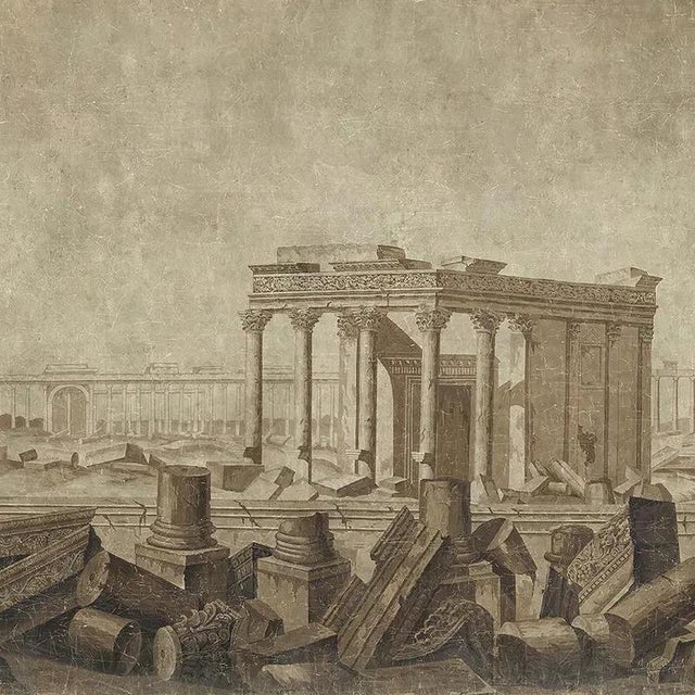 Antique-Style Panoramic Wall Mural on Canvas, 1800s For Sale - Image 4 of 6