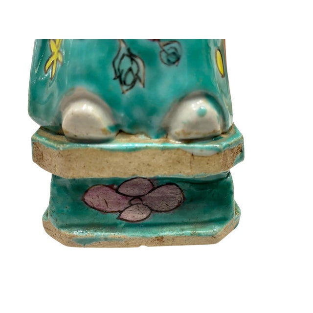 Ceramic Chinese Famille Rose Taoist Immortal Han Xiangzi Figure 18th/19th C. For Sale - Image 7 of 17