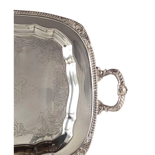 "Eternally Yours" Pattern Silver Plate Tray by Rogers Brothers, u.s.a. Circa 1950 For Sale - Image 4 of 6
