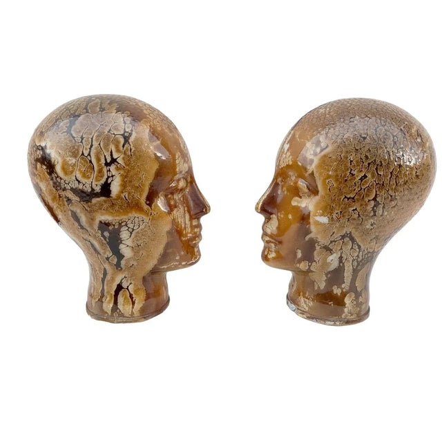 Glass Vintage Pair of Glass Head Sculptures Attributed to Piero Fornasetti For Sale - Image 7 of 7