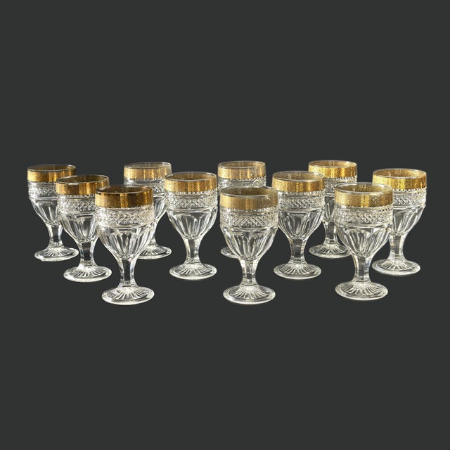 Glass Mid-Century Crystal Glasses in the style of Saint Louis, 1950s, Set of 33 For Sale - Image 7 of 15