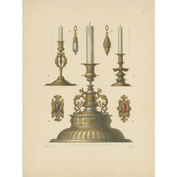 Late 19th Century Dr. J.H. von Hefner-Alteneck, Gold Candleholders, 1890, Paper For Sale - Image 5 of 5