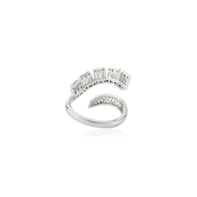 14k Solid Gold Natural Crossover Diamond Bypass Ring Size 6 For Sale In New York - Image 6 of 12
