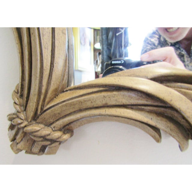 1960s Rare Large Cattail Circa 1960s Italian Hand Carved Wood Mirror, Hollywood Regency For Sale - Image 5 of 8