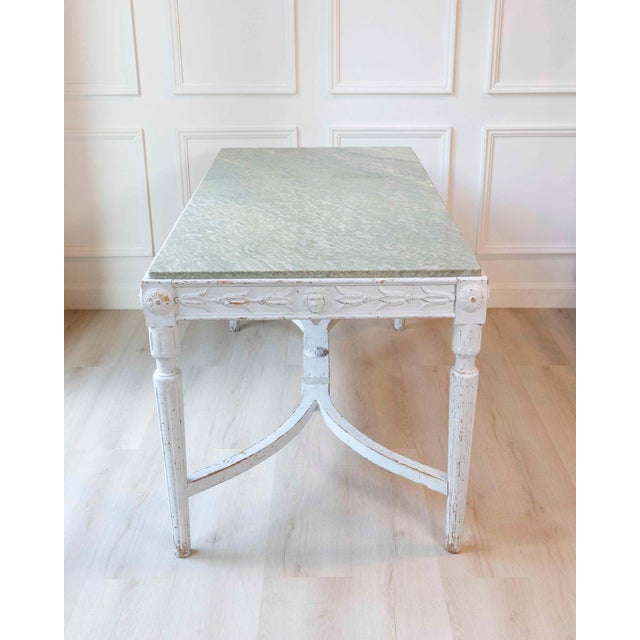 Swedish 1920s Painted Center Table with Green Marble Top For Sale - Image 10 of 12