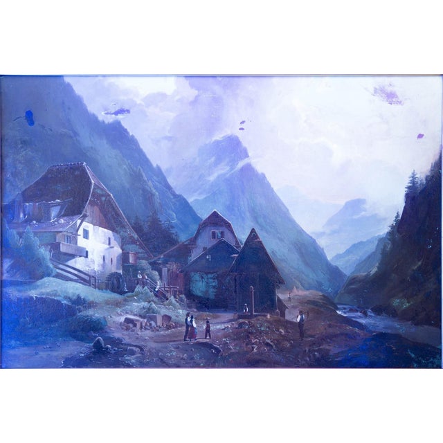 Continental School Alpine Village Oil Painting, Late 19th Century For Sale - Image 11 of 11
