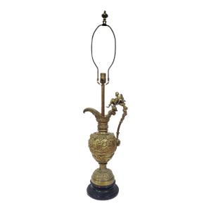 Antique French Neoclassical Gilt Bronze Ewer Mounted as Lamp