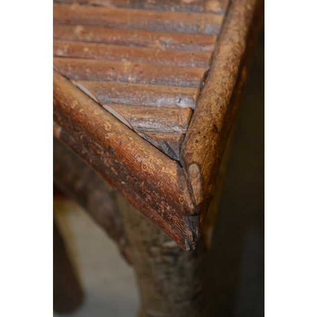 Vintage Hand Crafted Adirondack Style Log Wood Console Hall / Sofa Table - Angled Edge For Sale - Image 13 of 17