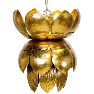 Worlds Away Gold Leaf Blossom Pendant For Sale