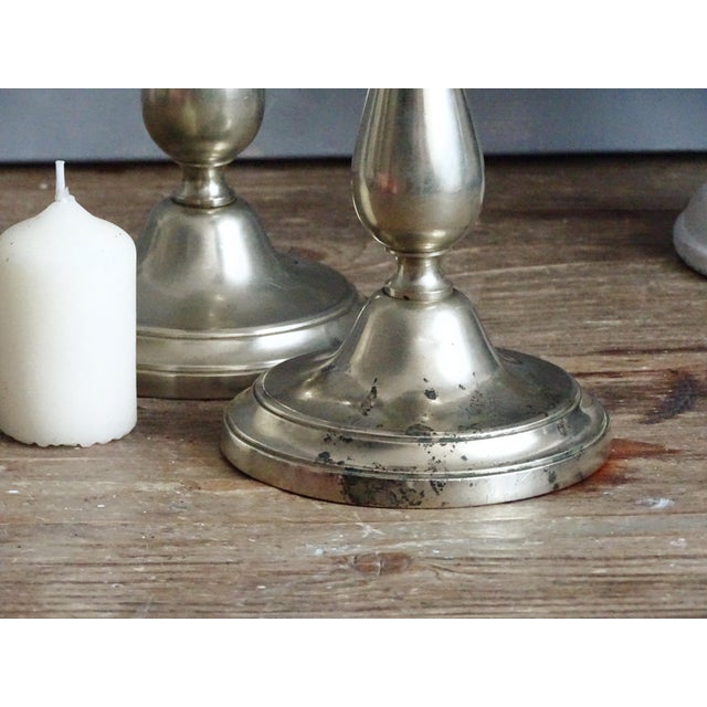 1870s Pair Antique Bmf Candlesticks Nickel Silver For Sale - Image 9 of 12