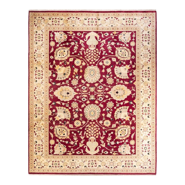 Mogul, One-of-a-Kind Hand-Knotted Area Rug in Red, 9' 3" x 12' 1" For Sale