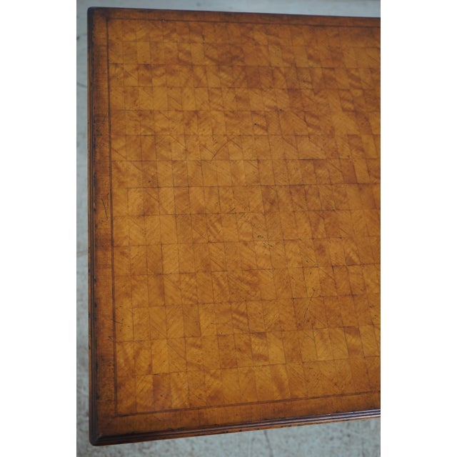 Jonathan Charles Marquetry Top Square Barley Twist Lamp Table For Sale - Image 11 of 12
