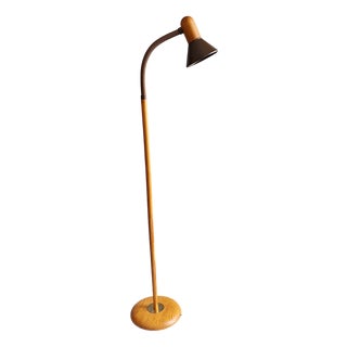 Vintage Spruce Floor Lamp with Reflector Spotlight and Flexible Arm by Paul Neuhaus, 1970s For Sale