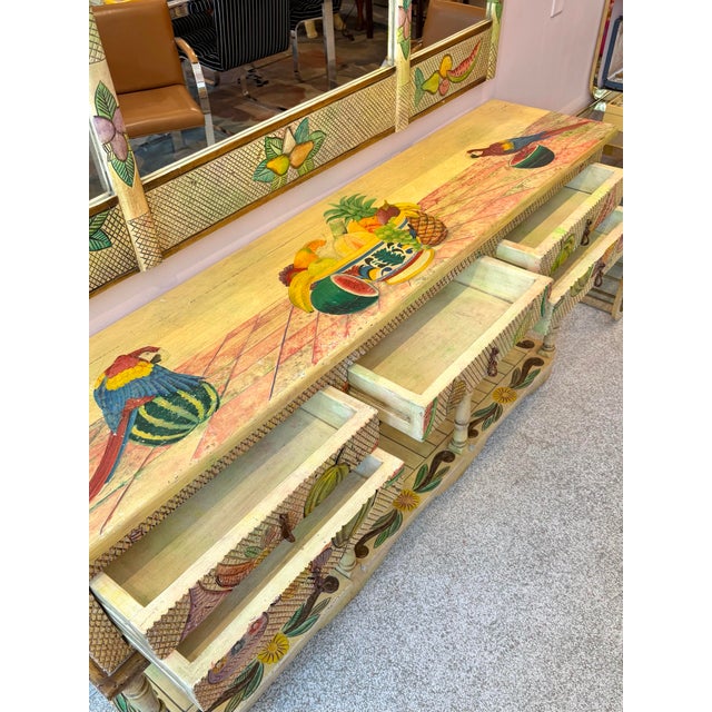 Vintage Hand Crafted Mexican Console and Mirror Set by Diseños Caaesa For Sale In New York - Image 6 of 13
