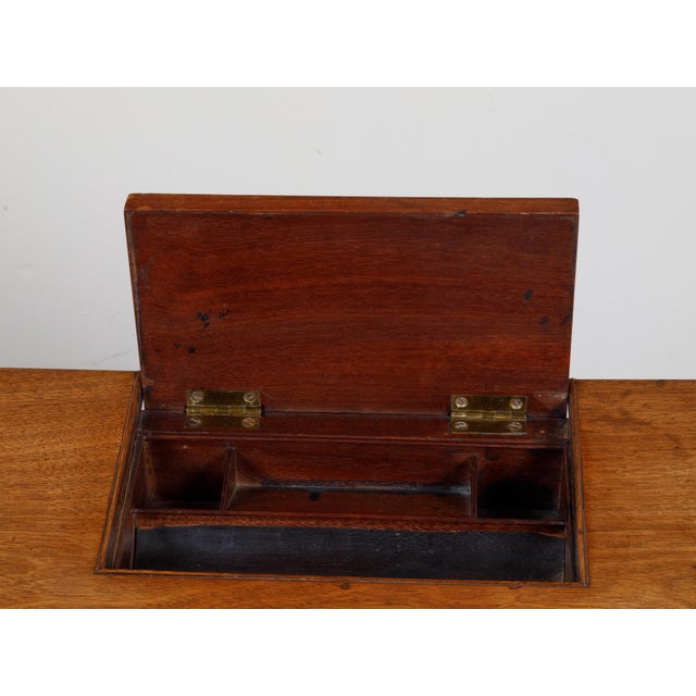 English 19th Century Mahogany Table with Compartment, Drawer and Reeded Legs For Sale - Image 10 of 12
