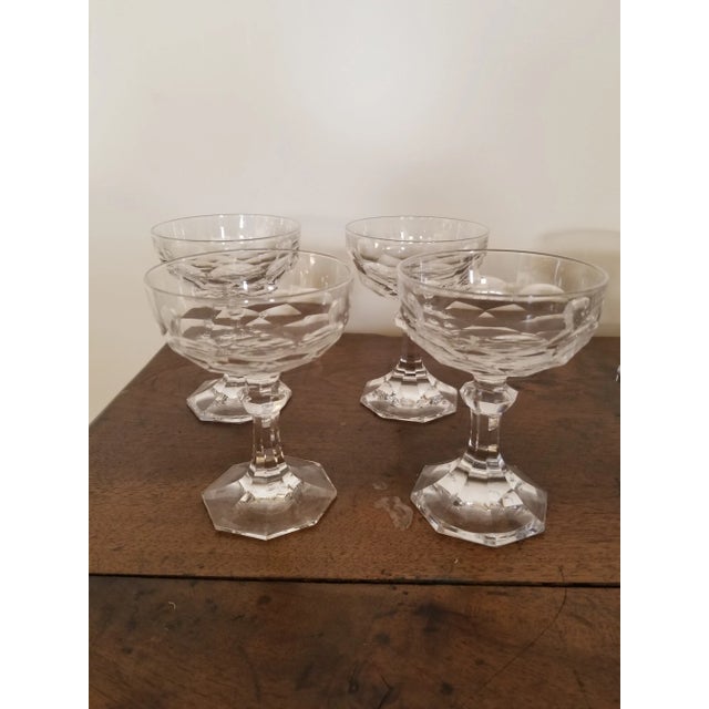 Set of Four Antique Cut Crystal Champagne Glasses For Sale In San Antonio - Image 6 of 11