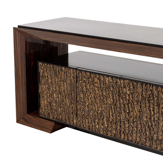 Contemporary Mahogany Waterfall Credenza For Sale In New York - Image 6 of 8