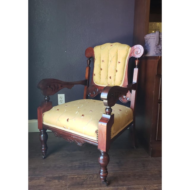 Victorian 19th C. American Victorian Renaissance Revival Parlor Armchair For Sale - Image 3 of 14