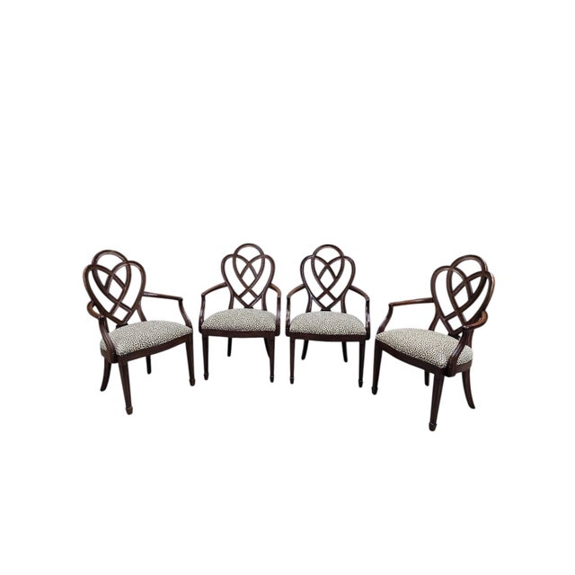 Vintage Ethan Allen Mahogany Dining Armchairs With Interlocking Heart Back Design – 4 For Sale - Image 11 of 12