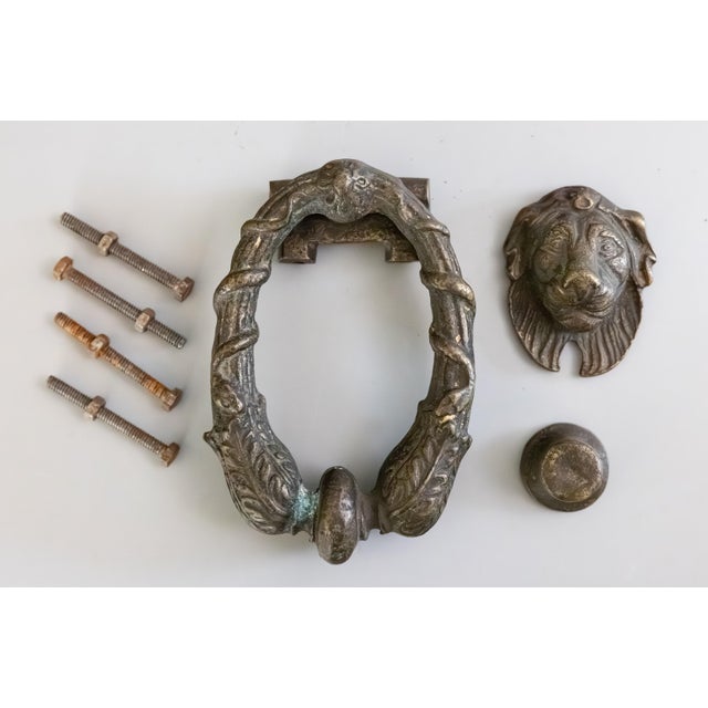 Art Nouveau 19th Century French Brass Lion Door Knocker For Sale - Image 3 of 9