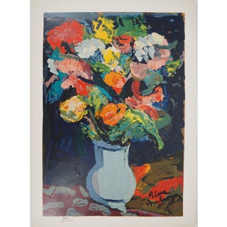 Pierre Ambrogiani, Colorful Bouquet, Original Woodcut For Sale