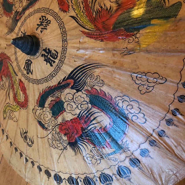 Japanese Vintage Asian Paper Umbrellas - a Pair For Sale - Image 3 of 11