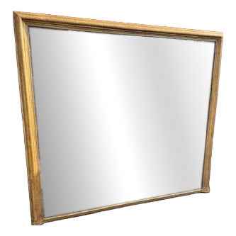 Large Antique Carved Wood and Gesso Gilt Overmantle Mirror, 1800s For Sale