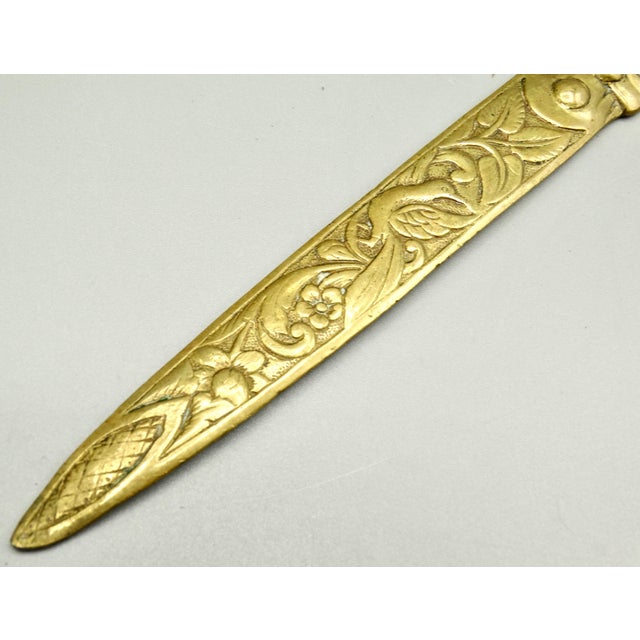 Antique English Brass Pierrot Paper Knife Letter Opener For Sale - Image 6 of 8