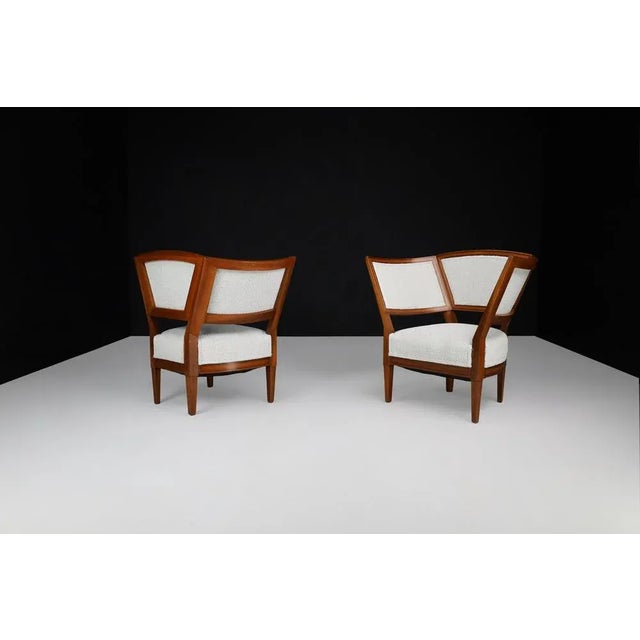Wood 19th Century French Armchairs in New Bouclé Upholstery, 1850, Set of 2 For Sale - Image 7 of 9