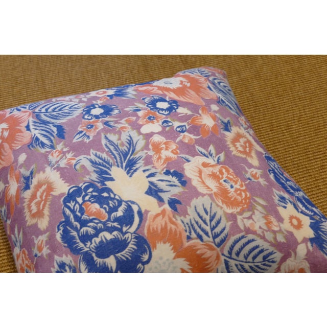 Boho Chic Boho Chic Floral Blue & Lilac Pillow For Sale - Image 3 of 7