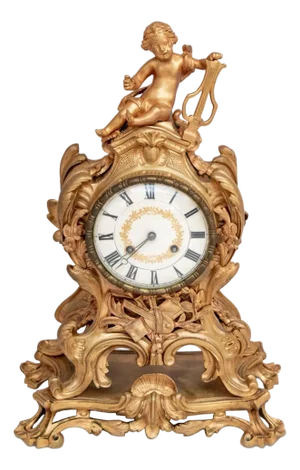 Louis XV Style Gilt Bronze Mantel Clock, 19th Century
