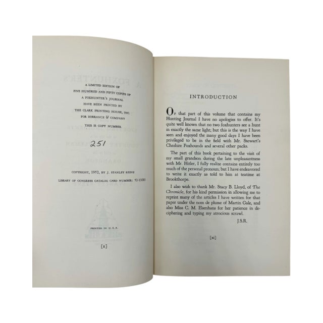 A Foxhunter's Journal J Stanley Reeve 1952 Limited Edition For Sale - Image 9 of 13
