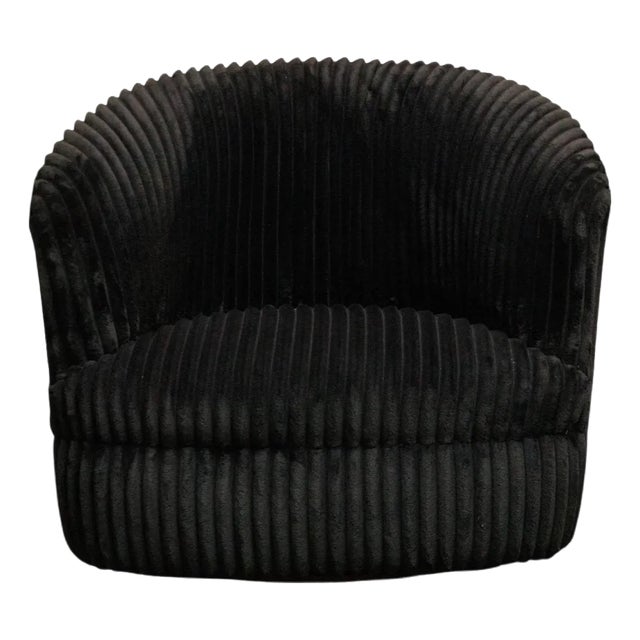 Wide Corduroy Vintage Black Club Chair For Sale