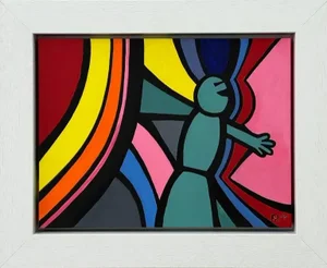 Contemporary Surreal Cartoon Pen & Ink Drawing on Canvas by British Artist, 2005