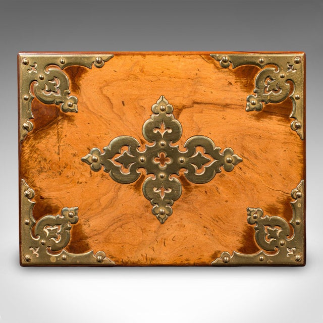 Antique Gothic Revival Sewing Case, Scottish, Walnut, Brass, Workbox, Victorian For Sale - Image 9 of 12