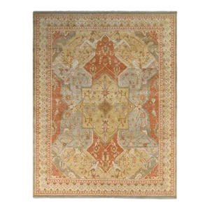 Rug & Kilim’s Polonaise Style Rug in Red and Beige-Brown Medallion Pattern