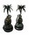 Pair of Vintage Cast Metal "Reading Monkey" Palm Tree Candlesticks For Sale - Image 4 of 12